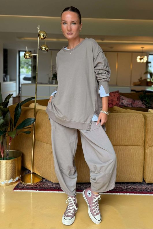 Made in Italy Lagenlook Chill Sweatshirt Mocha - 